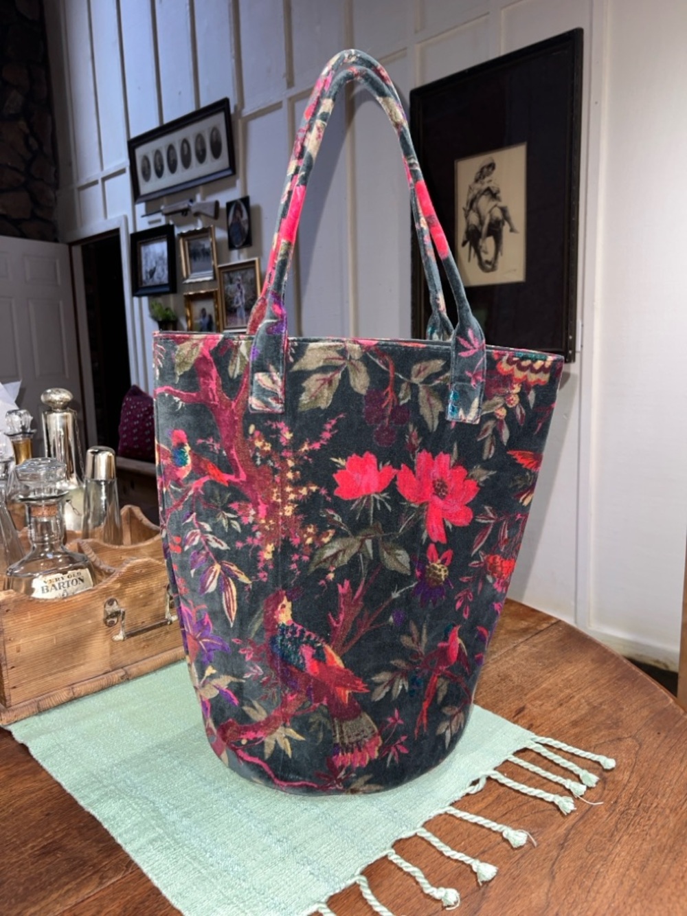 Randi & Will Birds of Paradise Collection Velvet Tote